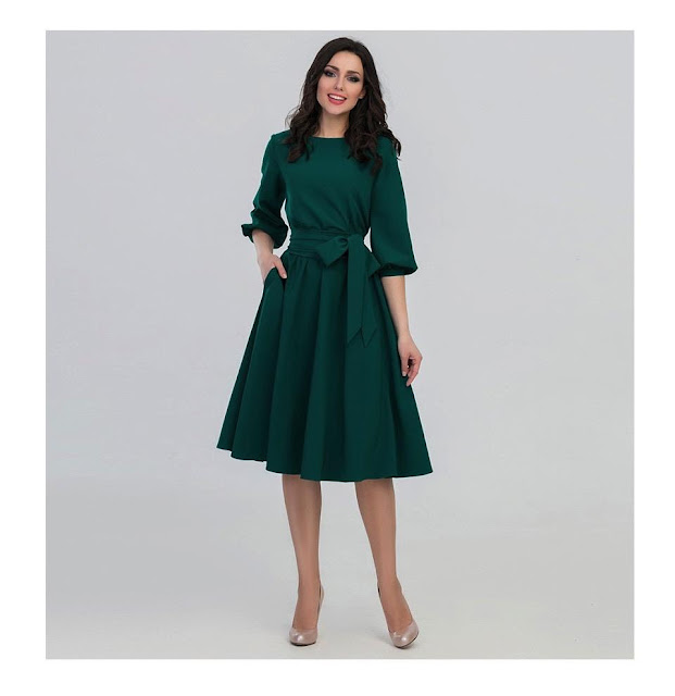 Women's Vintage O-Neck Elegant Autumn Dress