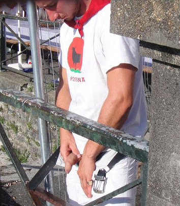 Handsome street group pissing