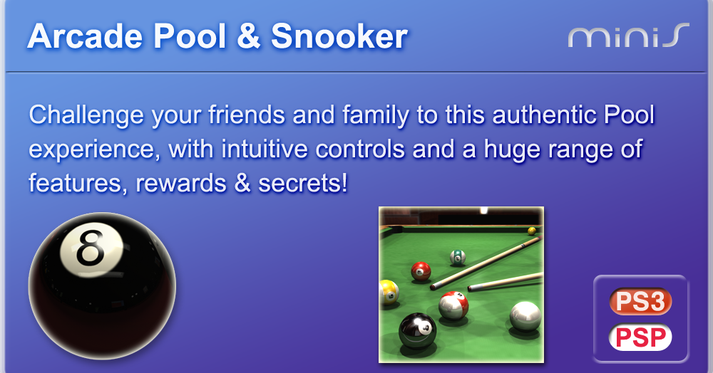 GODDY GAMES ARCADE POOL & SNOOKER PS3/PSP MINIS DOWNLOAD