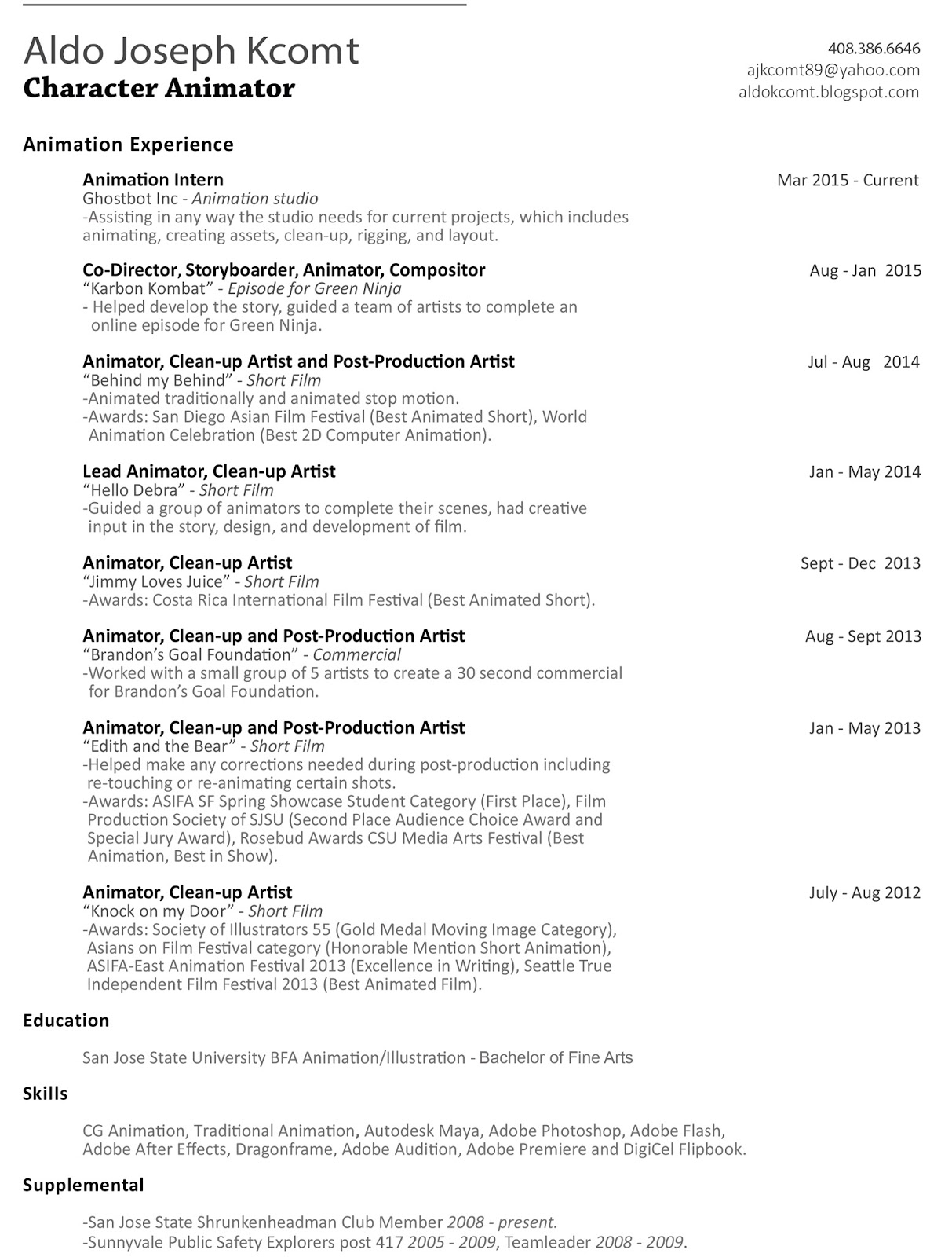 art things resume