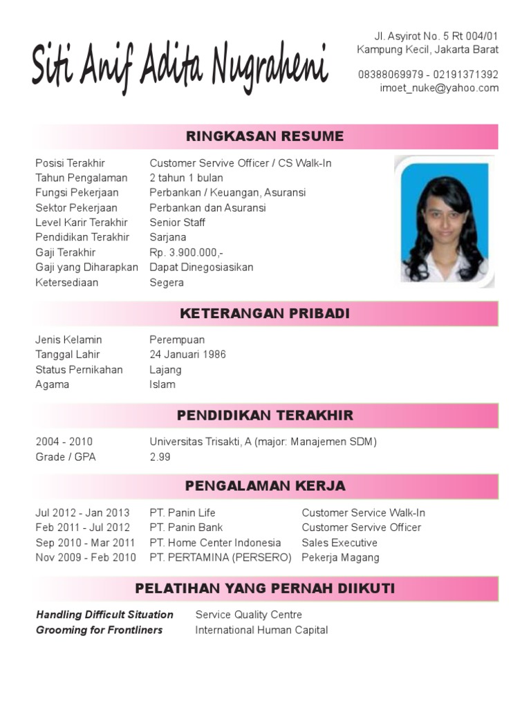 Contoh Terbaru Riwayat Hidup - newhairstylesformen2014.com