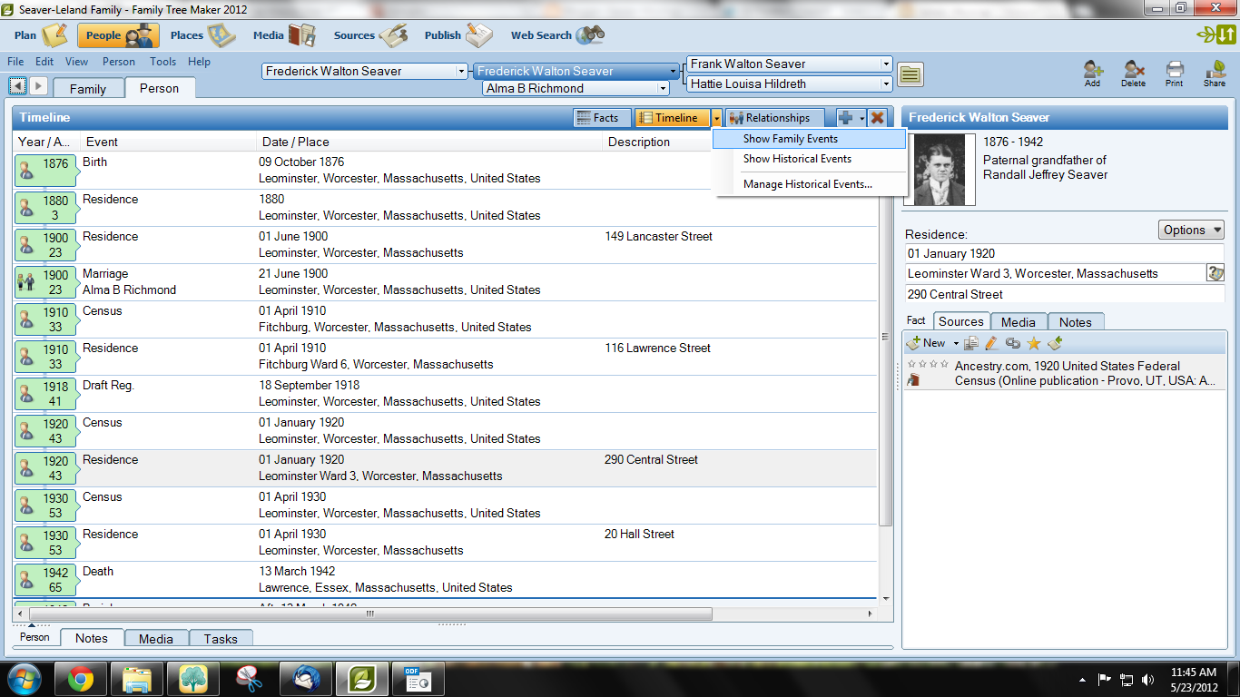 genea musings timeline report in family tree maker 2012 family history timeline template