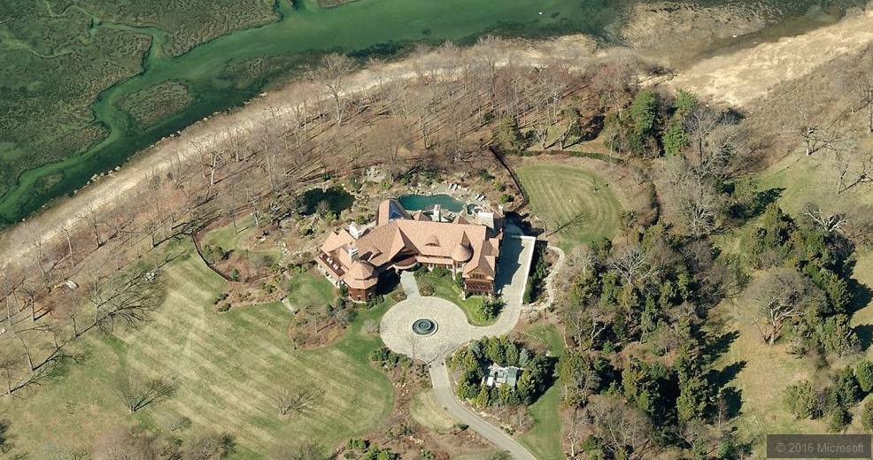 Aerial View of Robert Mercer's Mansion on Long Island Mercer is a major Republican donor.
