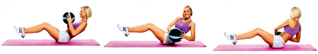 Abdominales balón medicinal mujer ejercicio rutina