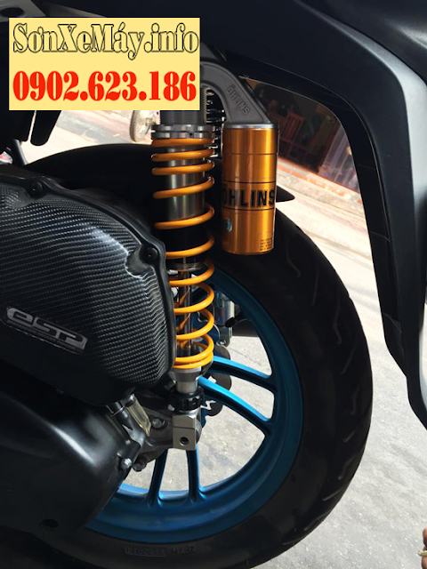 Sơn phối màu xe Honda Sh màu trắng xanh Polini