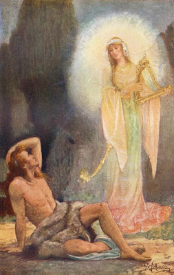 A Dama dos Sonhos Visita Angus - pintado por Ernest Charles Wallcousins