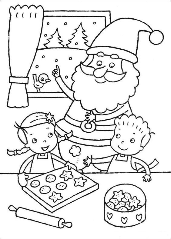 Tranh tô màu ông già Noel dạy bé làm bánh
