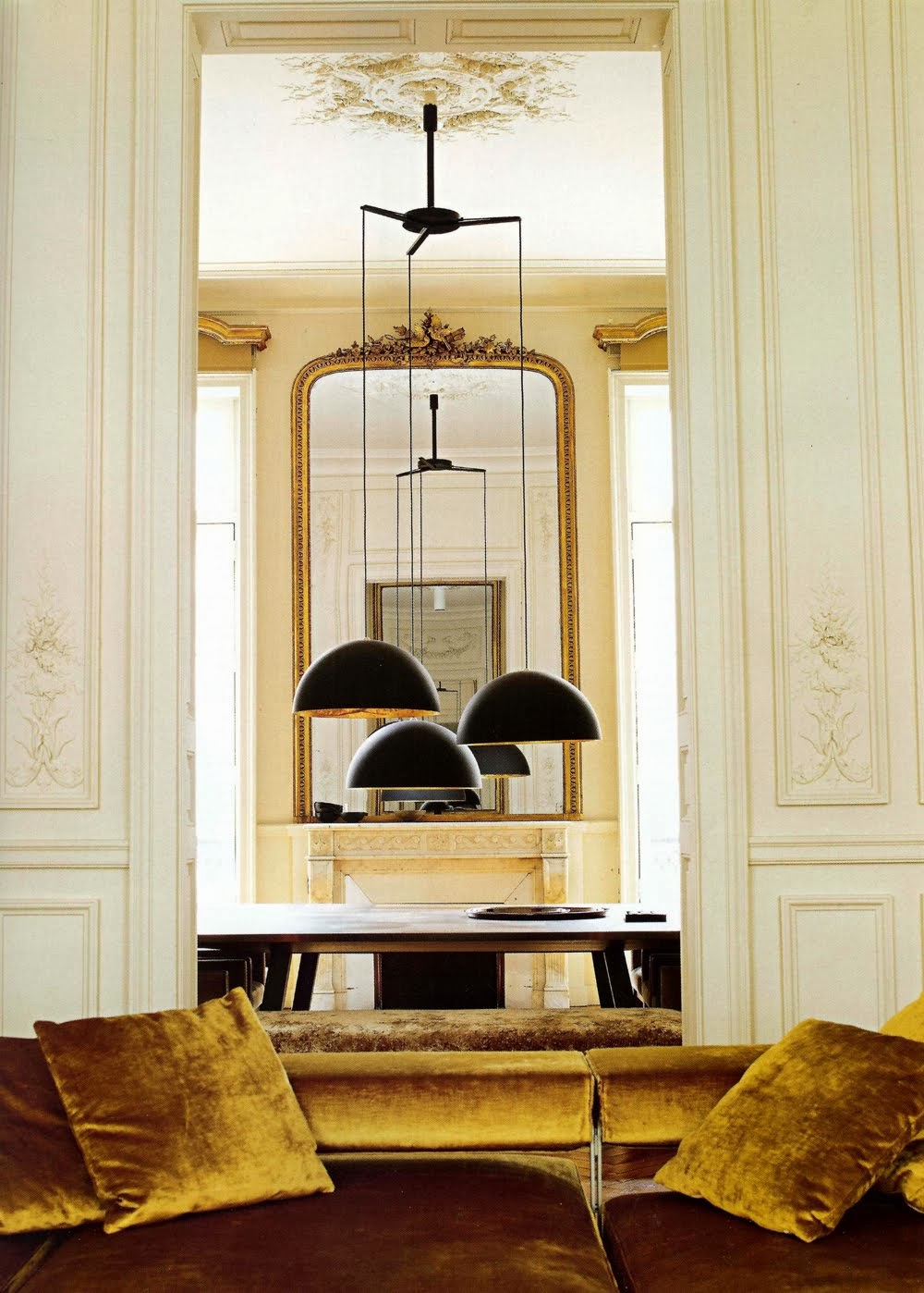 Interiors Paris glamorous gold velvet