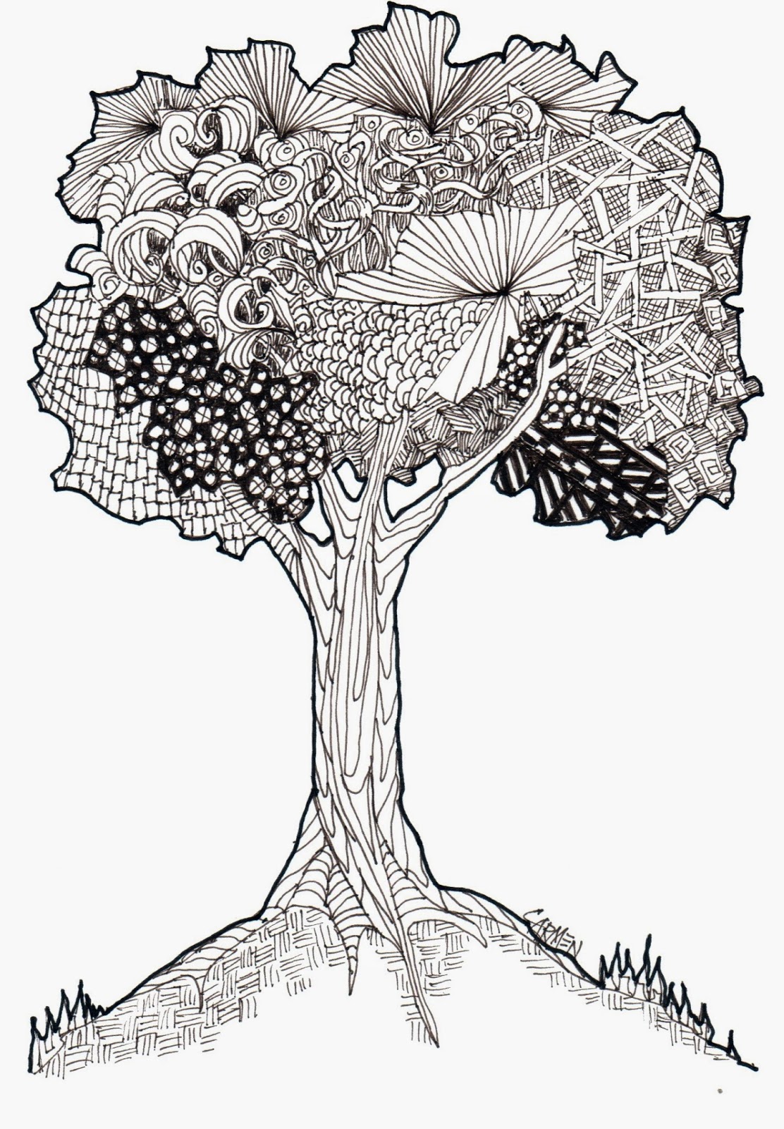 zentangle coloring pages tree trunk - photo #34