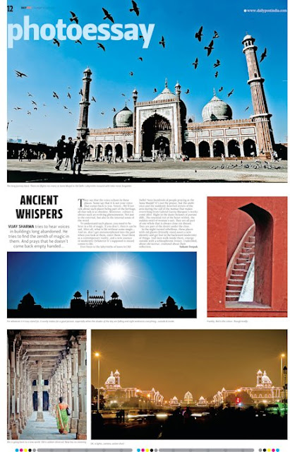 First Image of this Photo Journey shows one of the recent Photo-Essay in Daily Post Newspaper which is available in North India. All these photographs are shot in Delhi during last 6 years. Many of these photographs are also used on other online portals and local magazines. For more details, check out - http://bit.ly/S6MCmAbove Travel-Note was published in Times of India. It talks about a beautiful & isolated hill-station in Himachal Pradesh, India. Barot is a wonderful place in Mandi District of Himachal Pradesh with fresh air all around and unimaginable weather throughout the year. Check out more details at - http://bit.ly/S6LLSgAbove image shows Travel Note from a huge monastery in Chauntra town in Mandi, Himachal Pradesh. This Monastery looks great from Bir Billing, which is world famous paragliding sight.  Check out more about this place at - http://bit.ly/LY6mv2 I have spent 4 important years of my life at Shimla Town, while I was studying in Himachal Pradesh University in Summerhill. Gaiety Theatre on Mall road is very close to everyone in the town and few years back, it's renovated with wonderful infrastructure for betterment of Theatre in the town. Above Travel Story talks about Gaiety Theatre and more details can be checked at - http://bit.ly/GEDohkThis place is very close my heart - Kullu Sarahan, a wonderful place for adventure lovers. This story was done with Vandana Bhagra and probably one of the earliest story done for Times of India. Check out more details @ http://bit.ly/sH6FhoHere is another Photo Story done with Vibha Malhotra.. This is a wonderful place in Kangra region of Himalayan State in India. Masroor village has a series of Monolithic Temples, which means that all temples are carved out of a huge hill. Check out more about it @ http://bit.ly/QEsPMfMcleodganj - Where all come together in peace. This one is one of the special story for us. One of the Travel author contacted us for working on few small projects and things are moving with great experiences. More details about this Photo Story, check out - http://bit.ly/Q2hV3Shrikhand Mahadev Trek is one of the difficult treks I have done and after that we hardly went to any of such treks. This trek was done 4 years back and more details can be checked at - http://bit.ly/GI7tKP http://bit.ly/GLKGNi