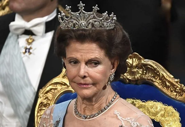 Queen Silvia in Elie Saab Couture Spring 2019. Crown Princess Victoria, Prince Daniel, Prince Carl Philip, Princess Sofia