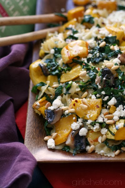 Roasted Delicata Squash and Tuscan Kale Pasta | www.girlichef.com