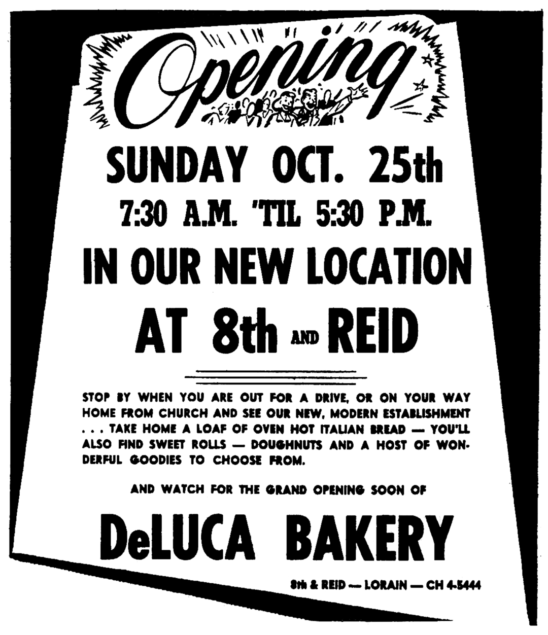 Brady's Bunch of Lorain County Nostalgia October Opening Ads DeLuca