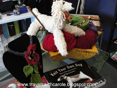 sample knitted items at Very Knit Shop in Los Gatos, California