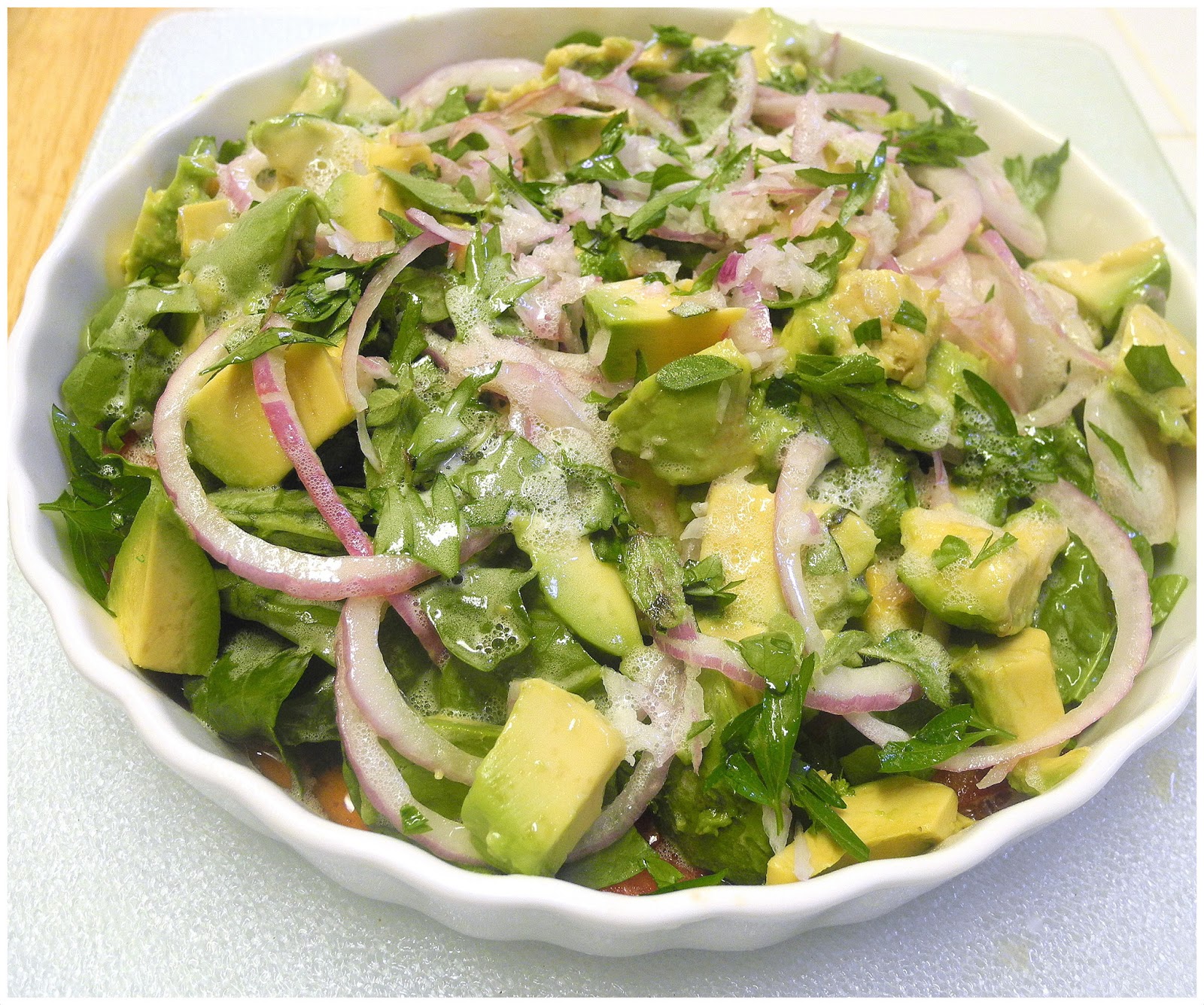 Tomato, Onion, Avocado Salad