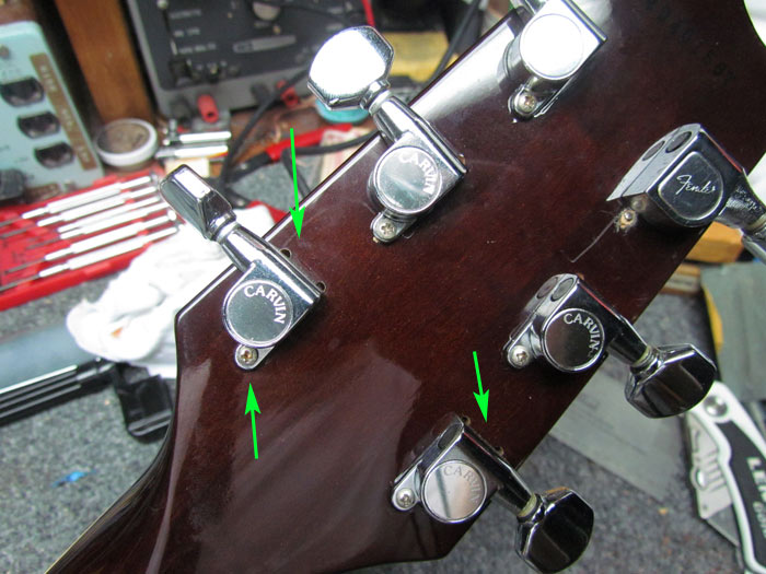 Filling Extra Screw Holes on a Guitar Headstock Crawls Backward (When Alarmed)