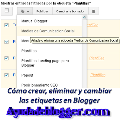 Cómo crear, eliminar y cambiar las etiquetas en Blogger