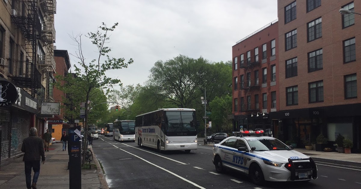 EV Grieve Today in photos of policeescorted charter buses on Avenue A