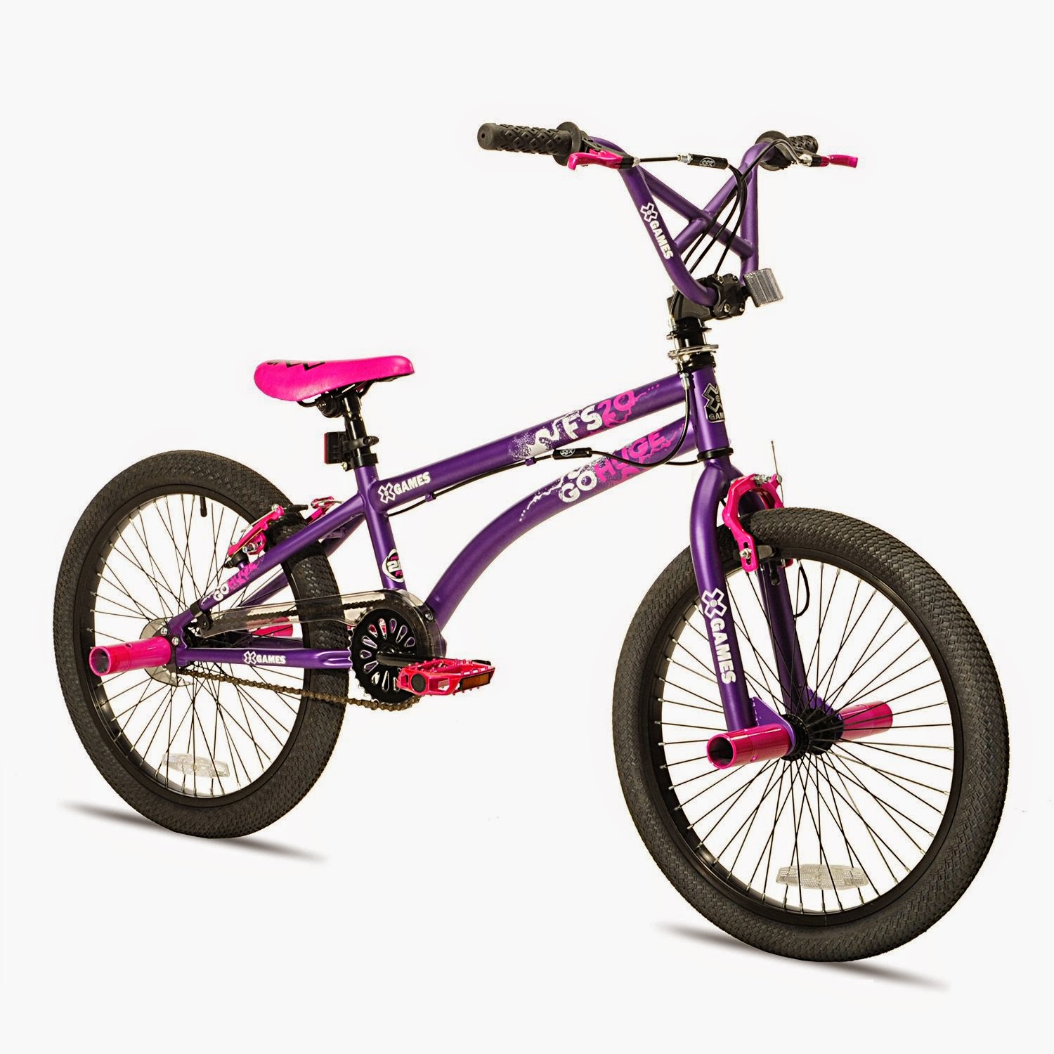 X-Games FS20 BMX Freestyle bike in a choice of colors, black/red or purple/pink