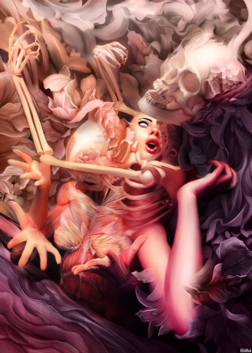 As surreais, fantásticas e orgânicas ilustrações de mulheres de Alfonso Elola Alfonso Elola deviantart ilustrações mulheres surreais fantasia corpos orgânicos anatomia