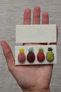 Psychedelic Pineapples, Miniature Art Sculpture by Stephanie Kilgast