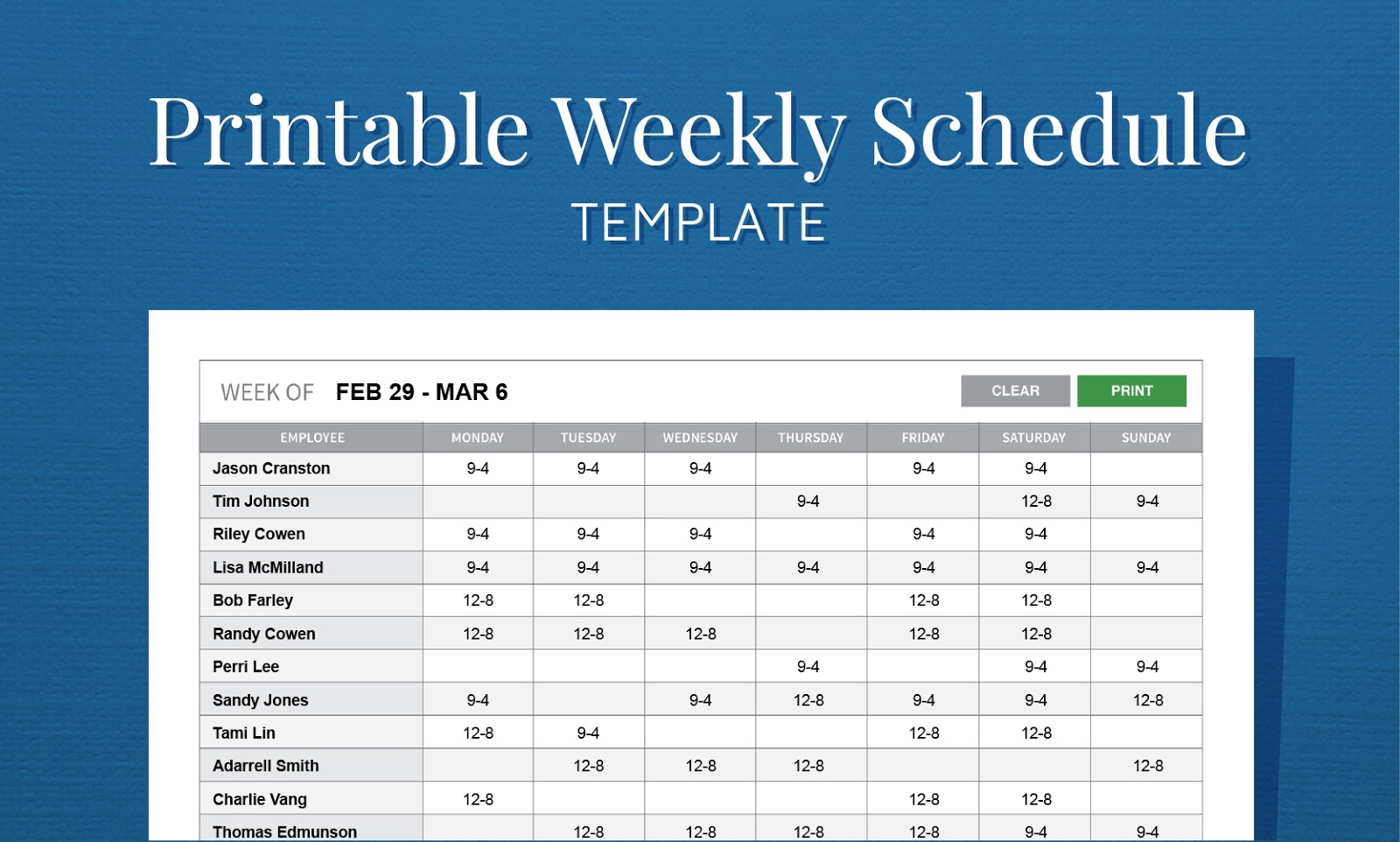 Schedules - Office.com Free weekly schedule template