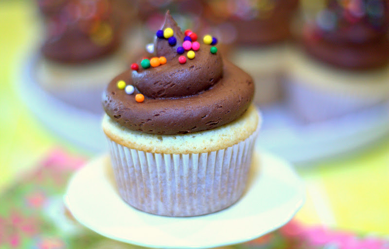 Yellow Cupcakes with Milk Chocolate Buttercream • Food Yellow Cupcakes with Milk Chocolate Buttercream • Food