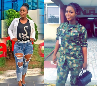 "I slay in my military uniform just the same way I slay in my civil wear" - Sexy Nigerian female soldier boasts