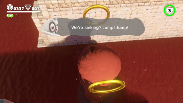 Super Mario Odyssey Tostarena Ruins sinking quicksand Cappy dialogue