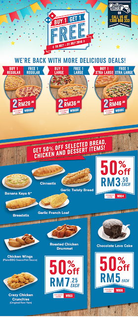 Domino's Pizza Malaysia Buy 1 Free 1 Promotion