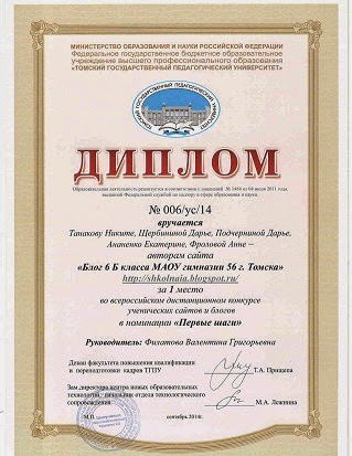 Диплом Победителя всероссийского конкурса