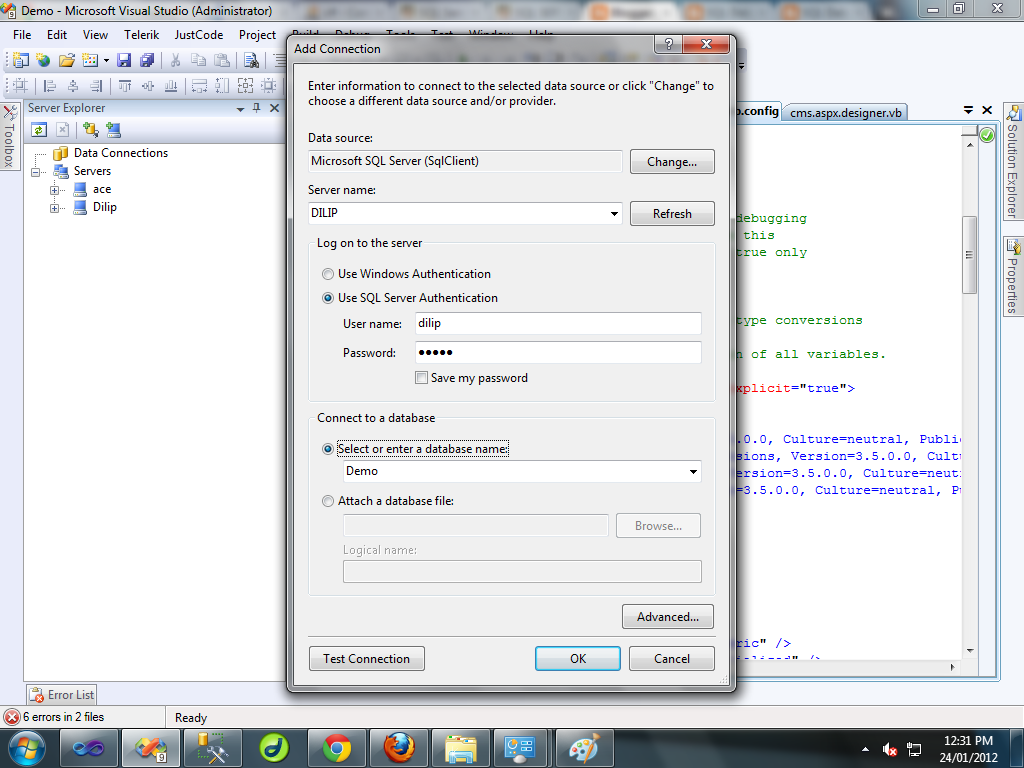 SQL Debate or Discussion: How to connect SQL Server using Server Explorer