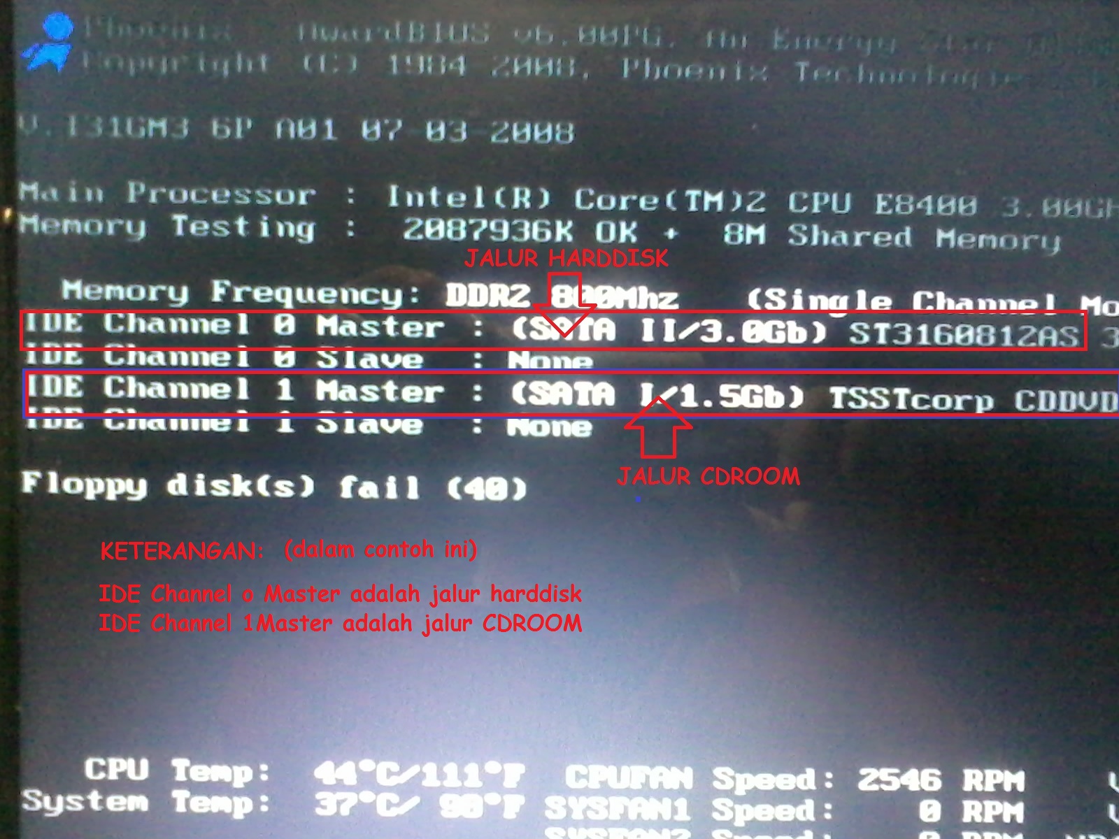 gumregut DVD CD ROM Tidak Terbaca Oleh BIOS Phoenix ada dua channel SATA
