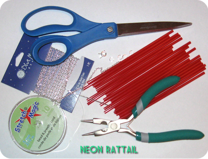 DIY Coffee Stirrer Necklace Neon Rattail