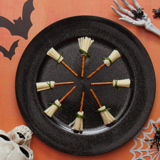 Pretzel and cheese broomsticks