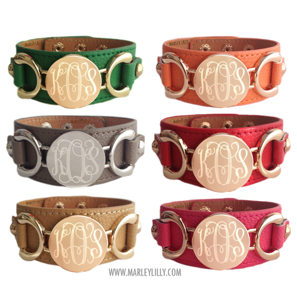 Monogram Leather Cuff Bracelet | semashow.com
