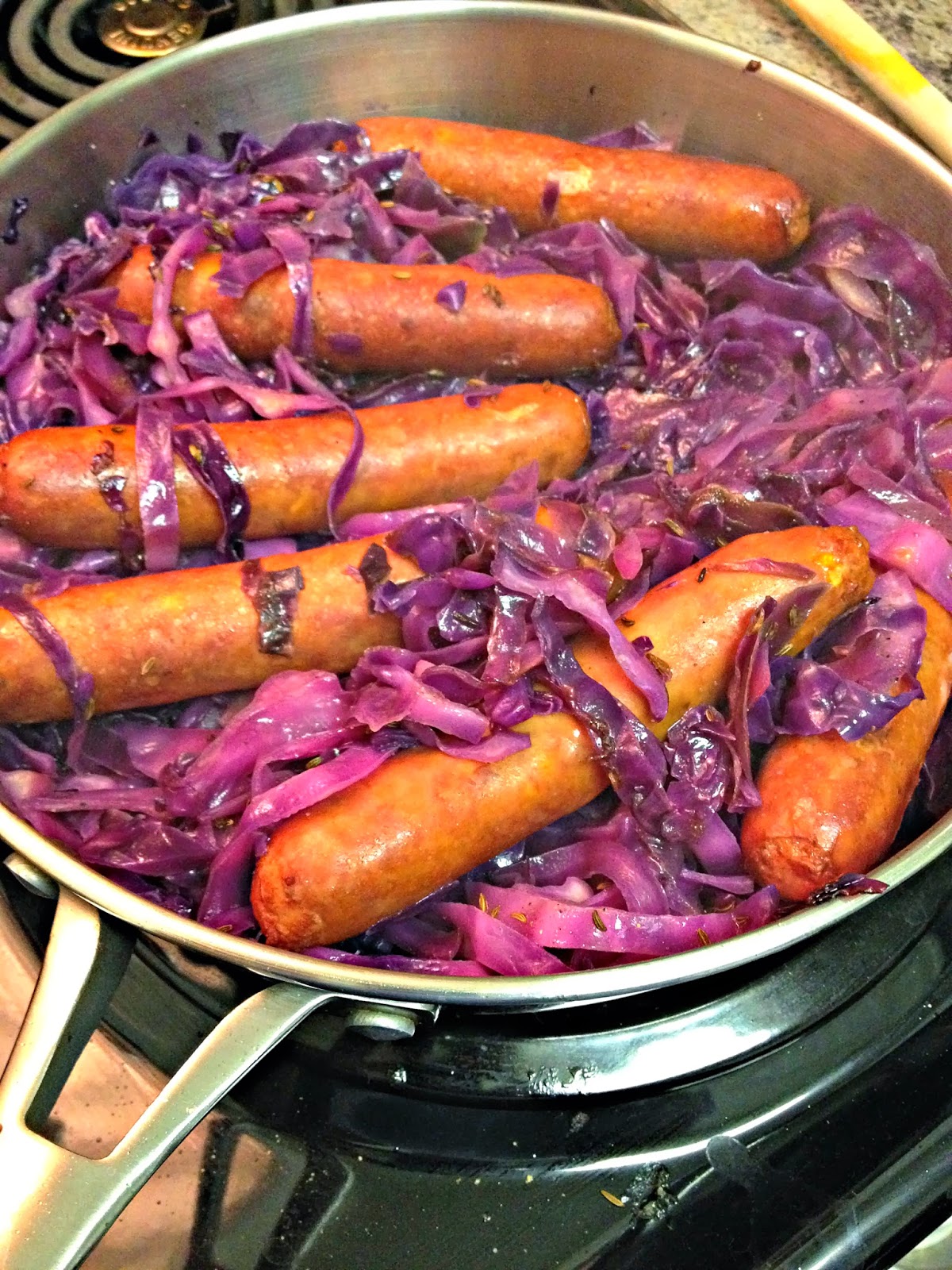 Turkey Bratwurst with Purple Cabbage and Noodles A Kitchen Hoor's Adventures