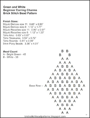 Free brick stitch seed bead earring pattern letter chart.