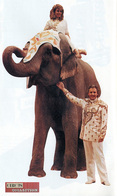 Germaine Knie avec son épouse Louis Knie senior et un éléphant