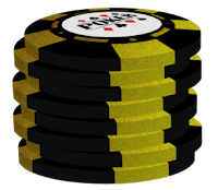 gold on black poker chip stack