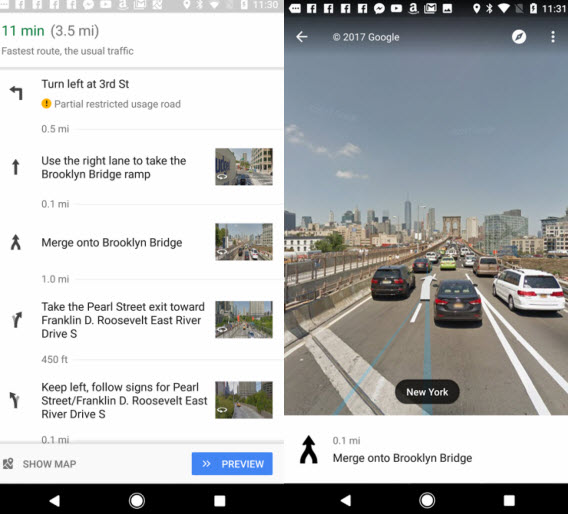 Χάρτες Google: εικόνες του Street View  στήν  καθοδήγηση turn-by-turn