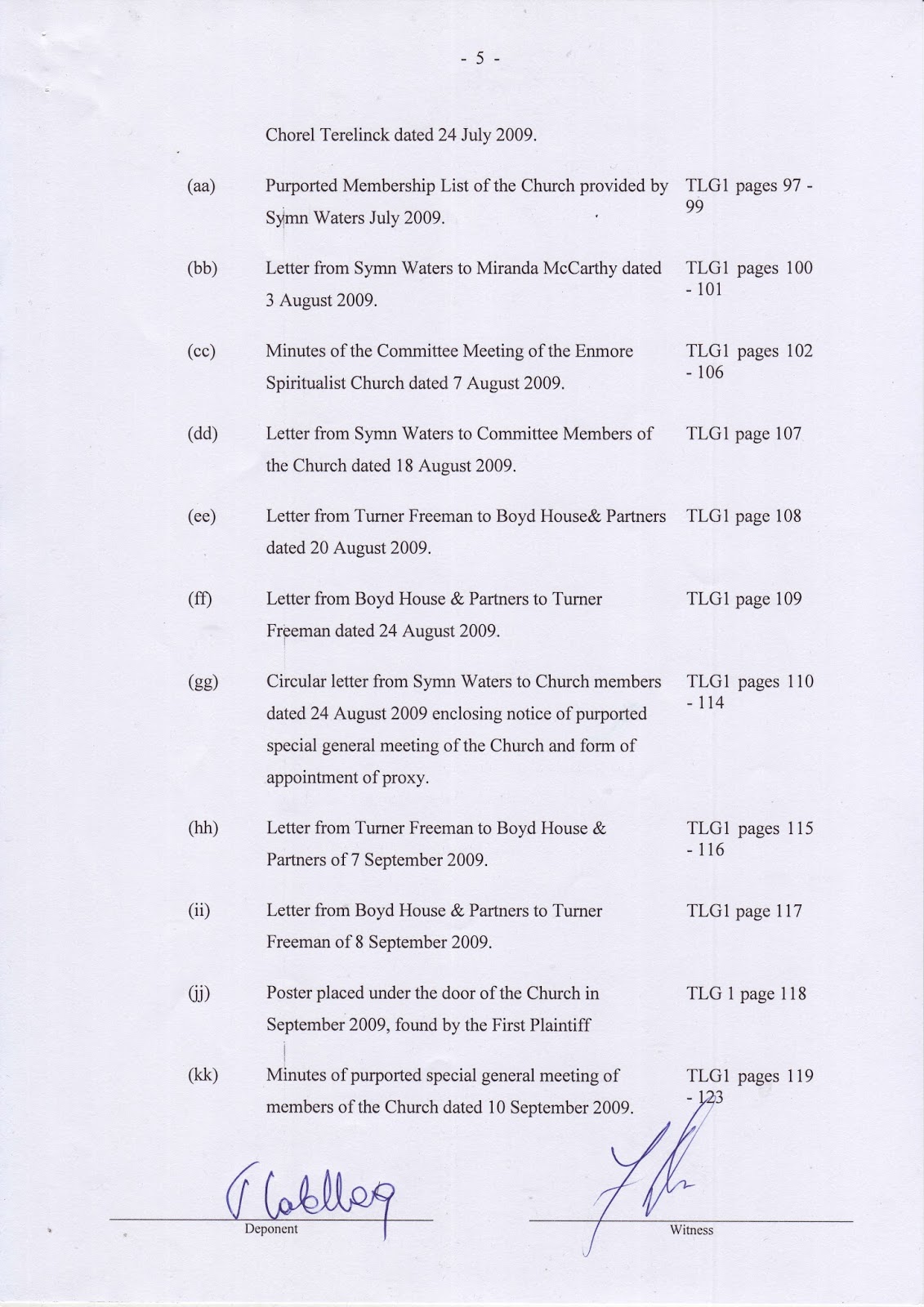 Terence Goldberg’s sworn affidavit of 24 November 2009