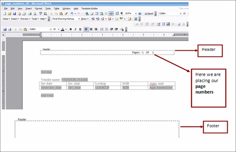 VijayaLakshmi Oracle Apps Zone Inserting Page Numbers in RTF xml report