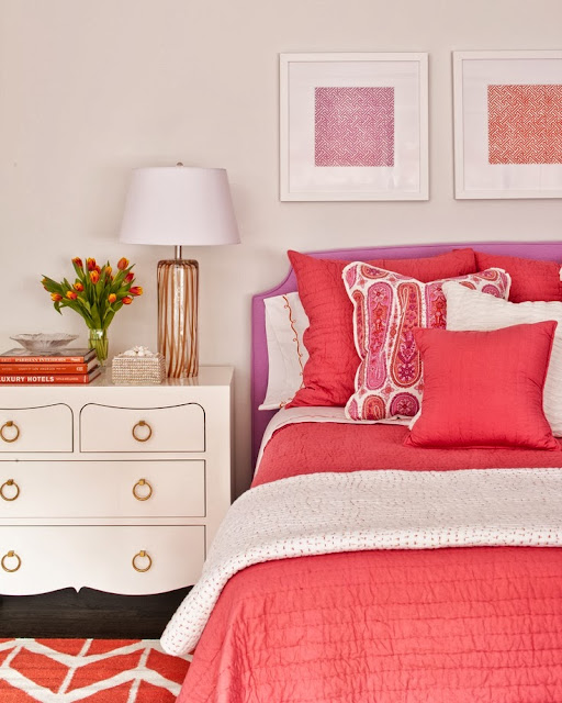 coral bedroom accents