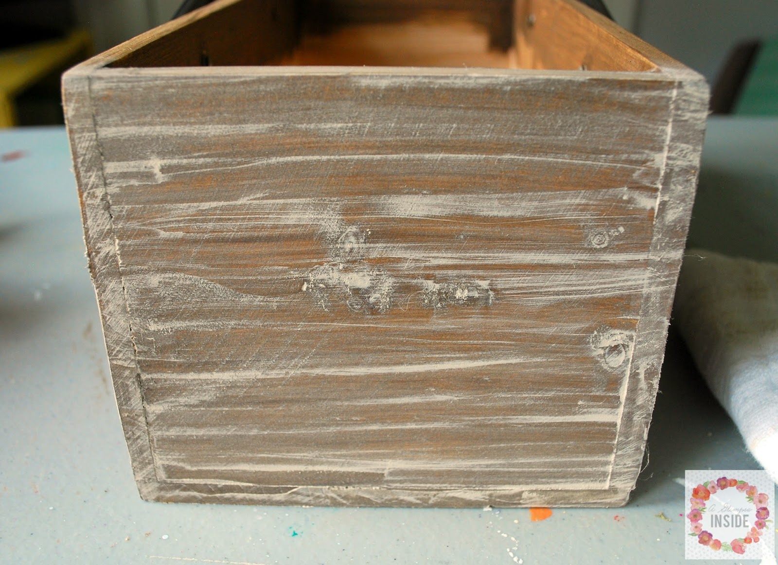 Faux Barn Wood Flower Box A Glimpse Inside Keep Working The Finish Until You Are Happy With Look Of Wood
