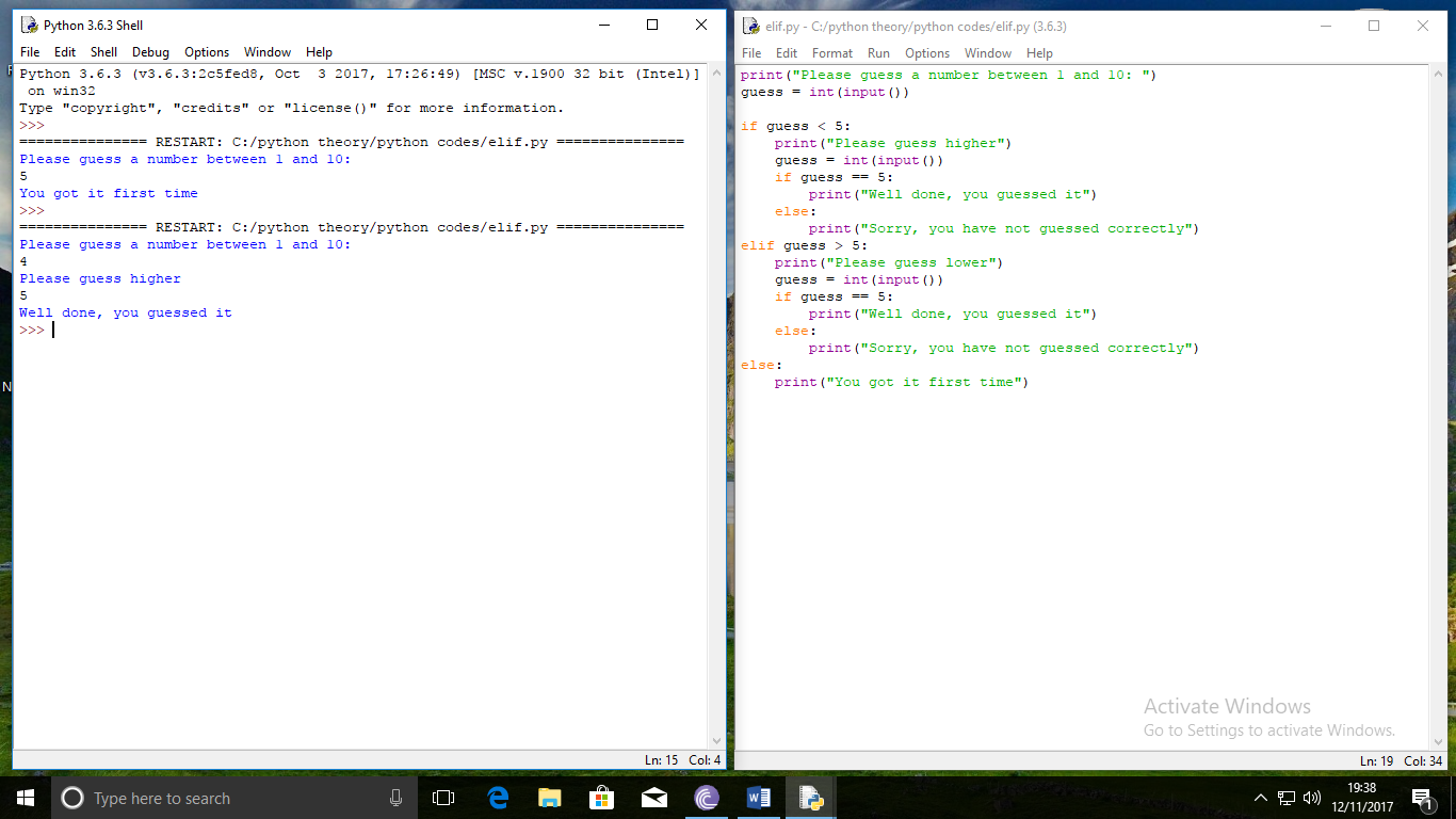 'if' 'else' 'elif' Python 3