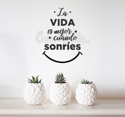 vinilo decorativo pared consultorio odontologico dentista odontologia frase la vida es mejor cuando sonries