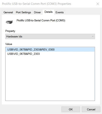 Device Manager Prolific USB to Serial - Hardware ID
