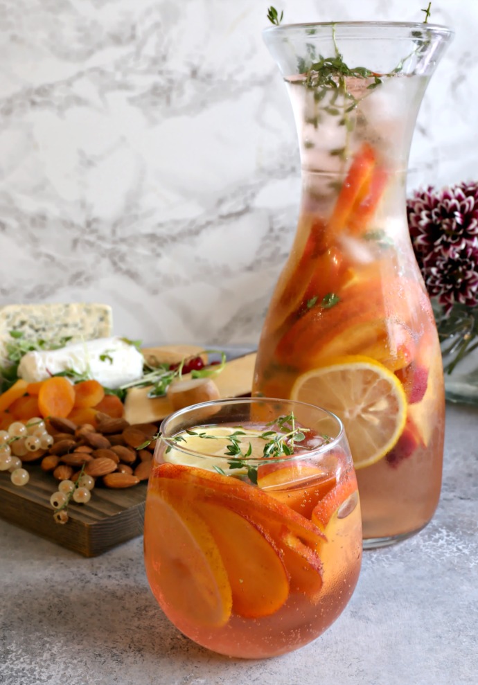 Hungry Couple Sparkling Peach and Thyme Rose' Cocktail