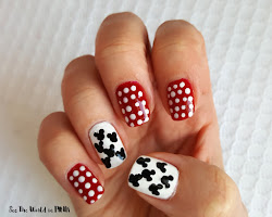 disney mickey mouse polka dot nail manicure monday dots pink went